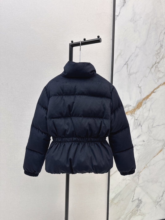 Lor 25 New drawstring waistband woolen down jacket(NAVY/BROWN)