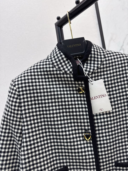 Val 25 Classic stand up collar plaid jacket