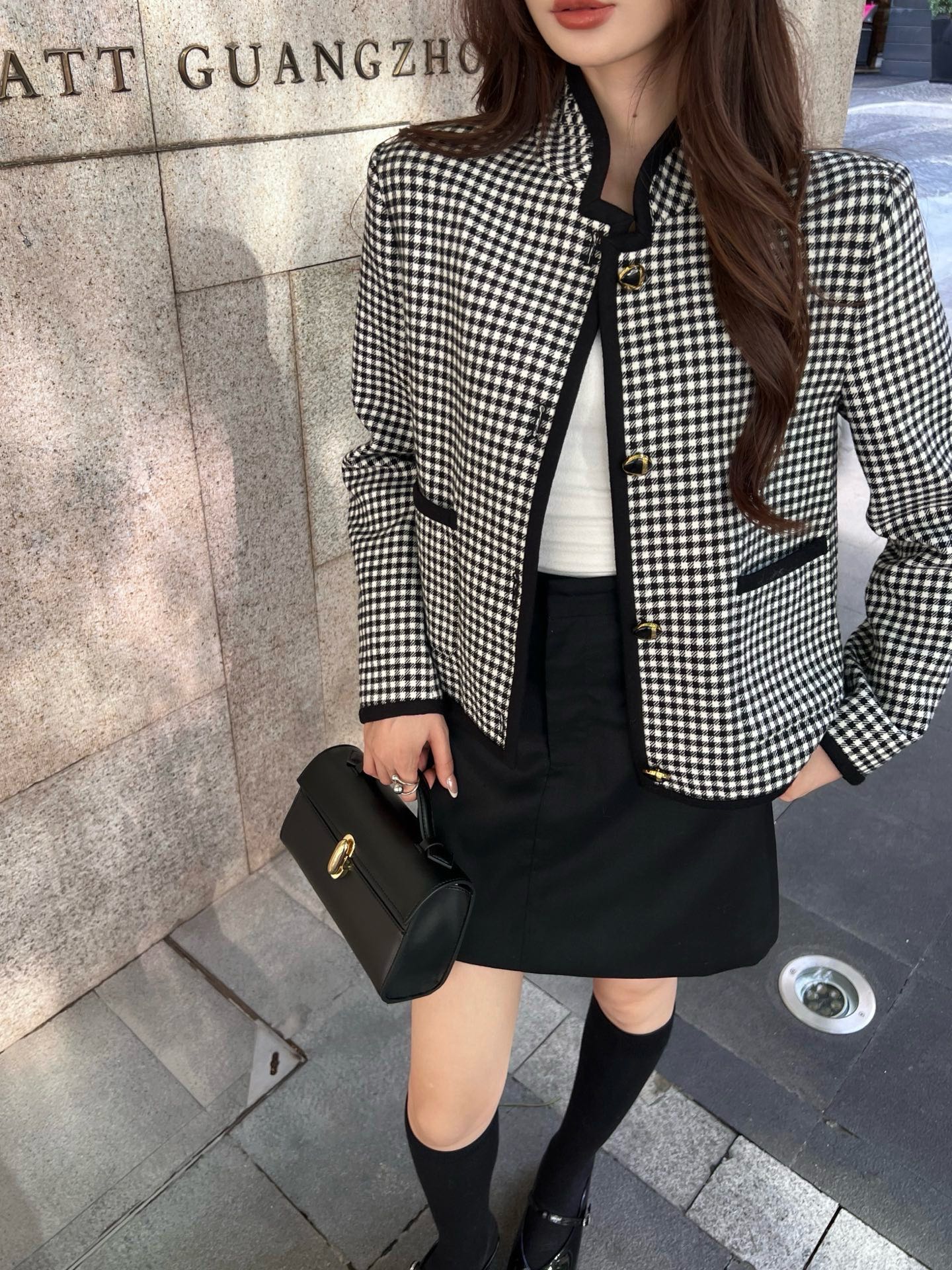 Val 25 Classic stand up collar plaid jacket