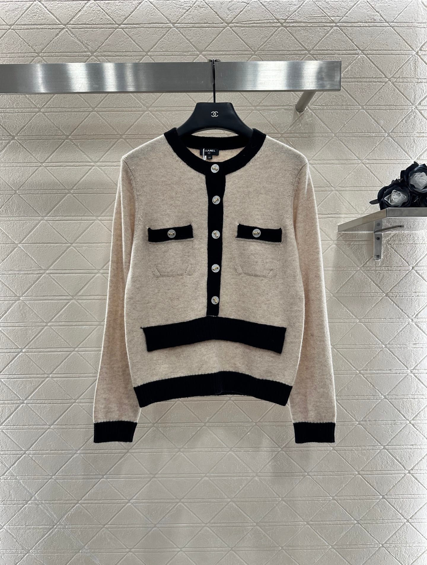 C 25 Pocket knitted cashmere long sleeved+short skirt set