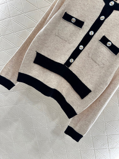 C 25 Pocket knitted cashmere long sleeved+short skirt set