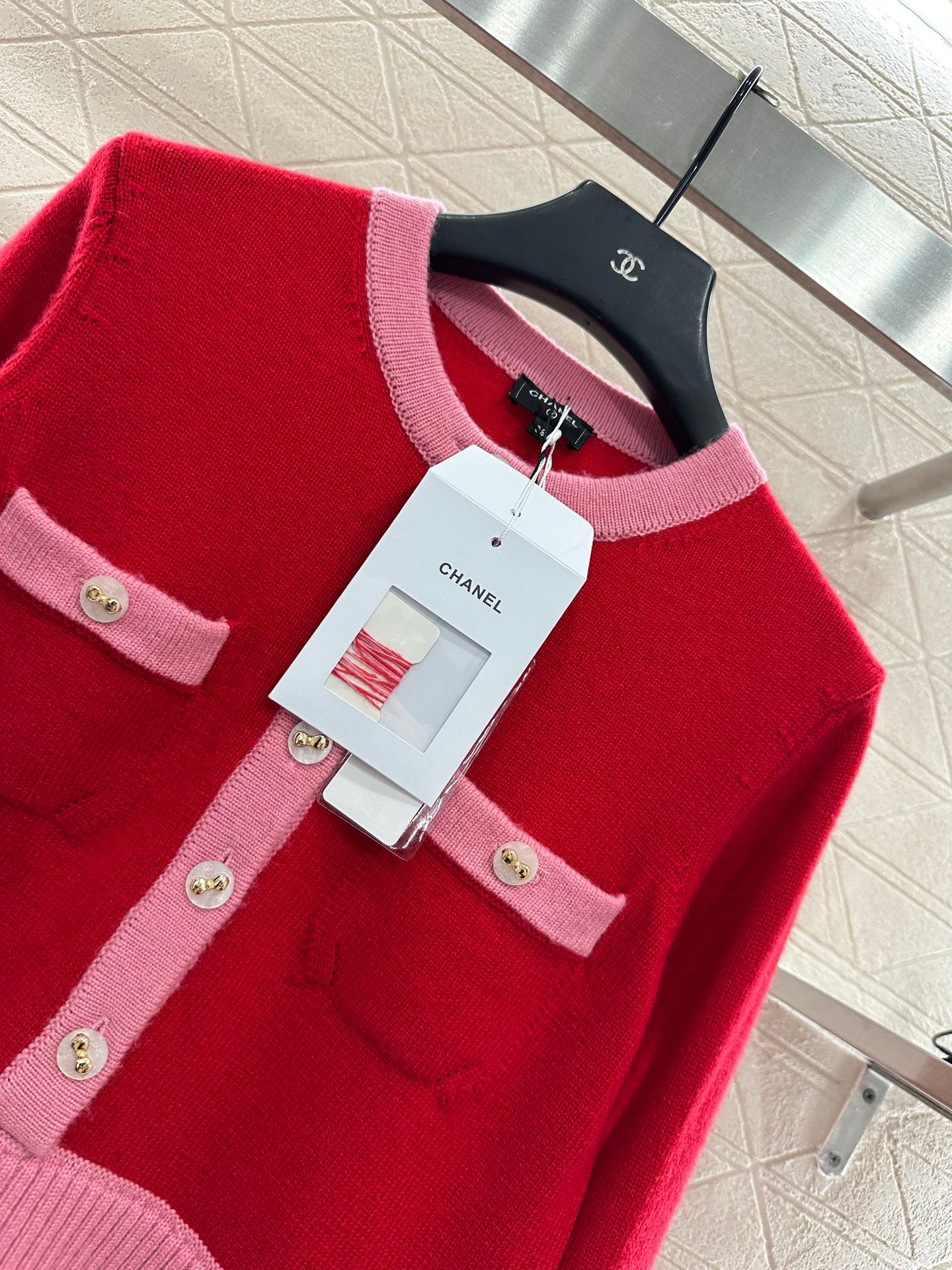 C 25 Pocket knitted cashmere long sleeved+short skirt set