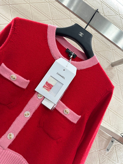 C 25 Pocket knitted cashmere long sleeved+short skirt set