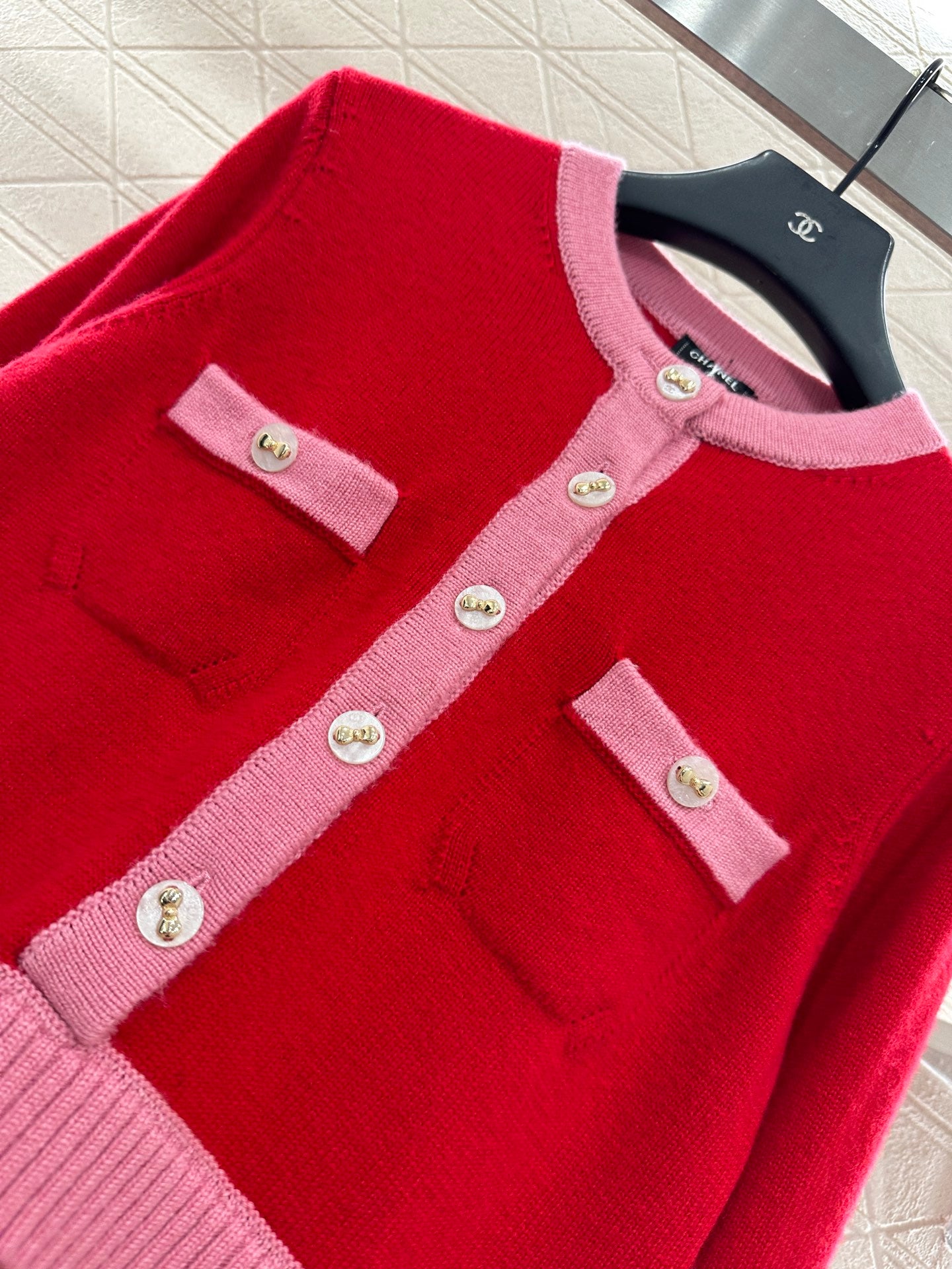 C 25 Pocket knitted cashmere long sleeved+short skirt set