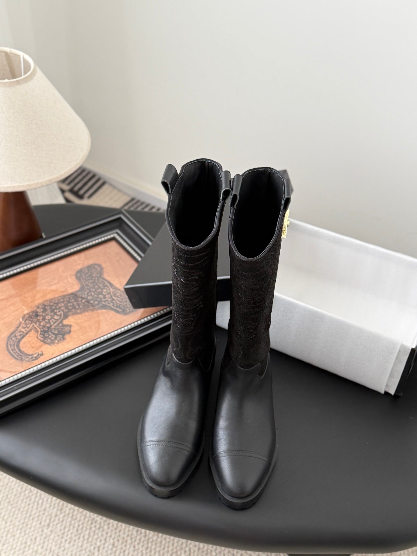 C 25K new rose-printed biker boots