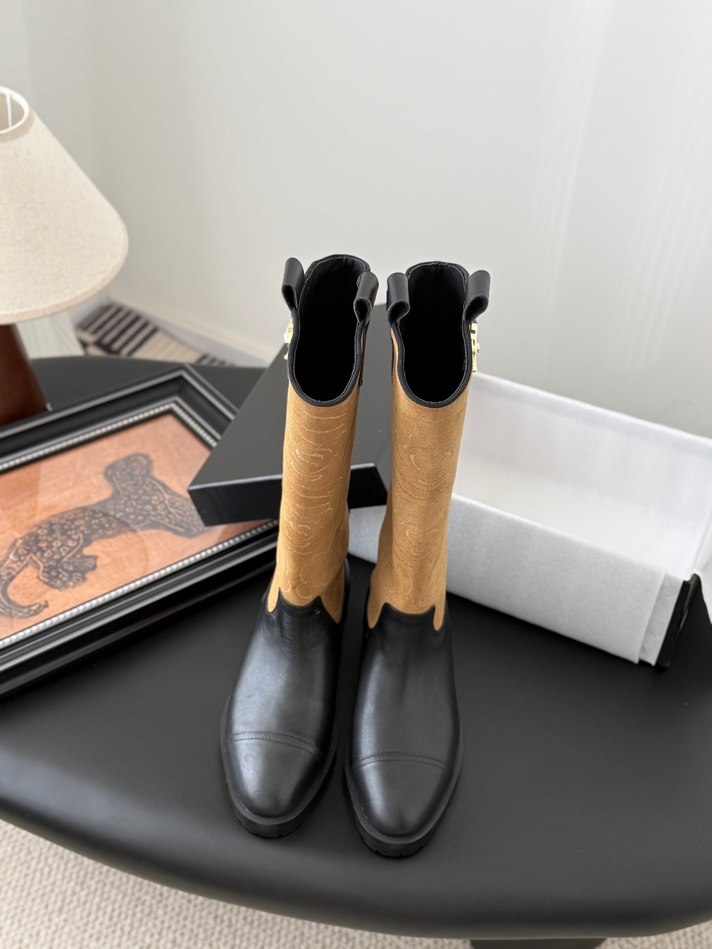 C 25K new rose-printed biker boots
