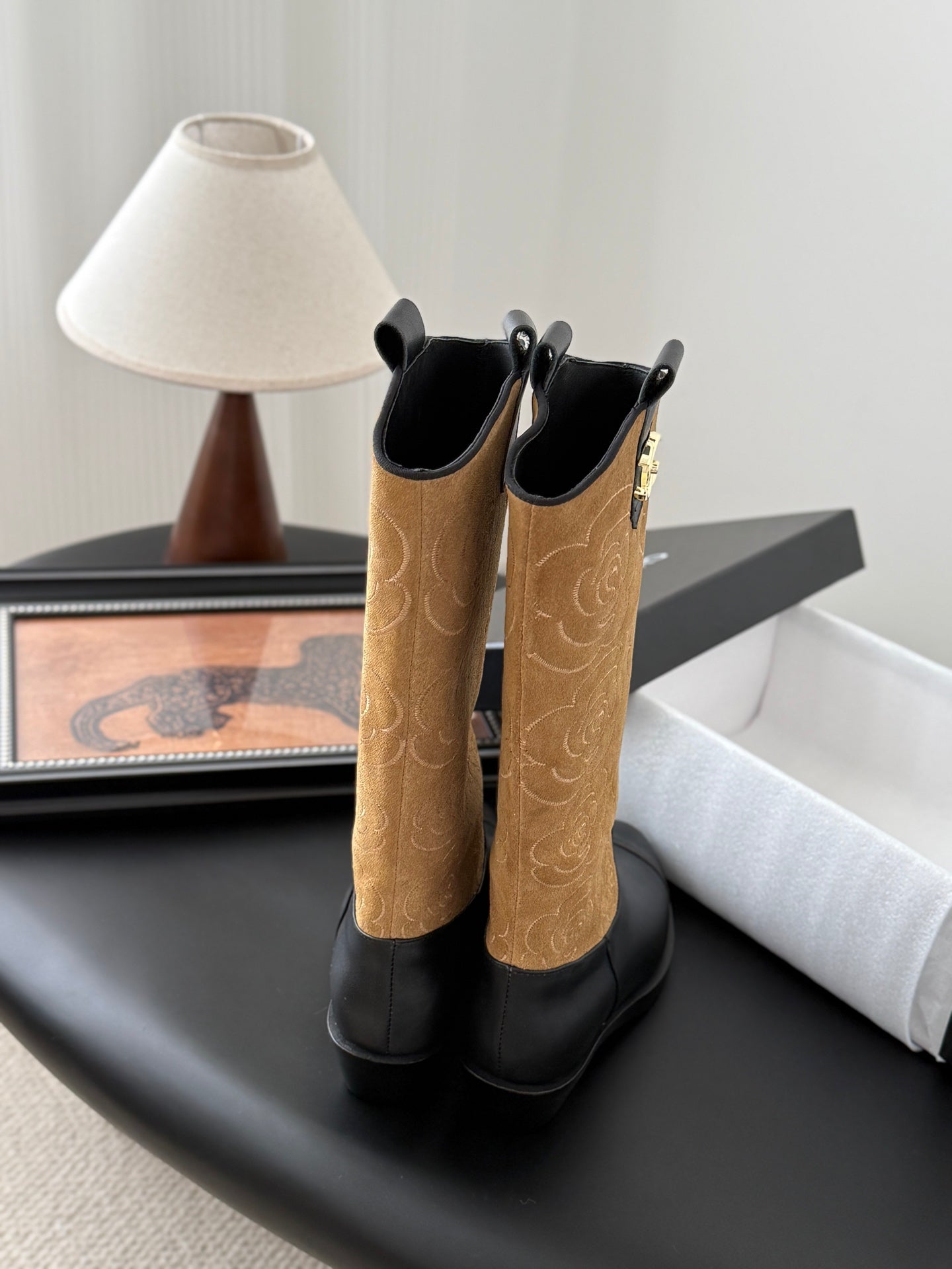 C 25K new rose-printed biker boots
