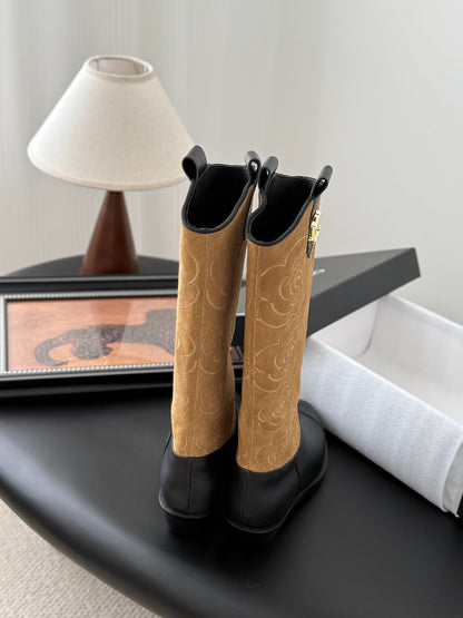 C 25K new rose-printed biker boots