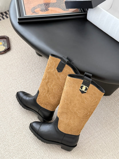 C 25K new rose-printed biker boots