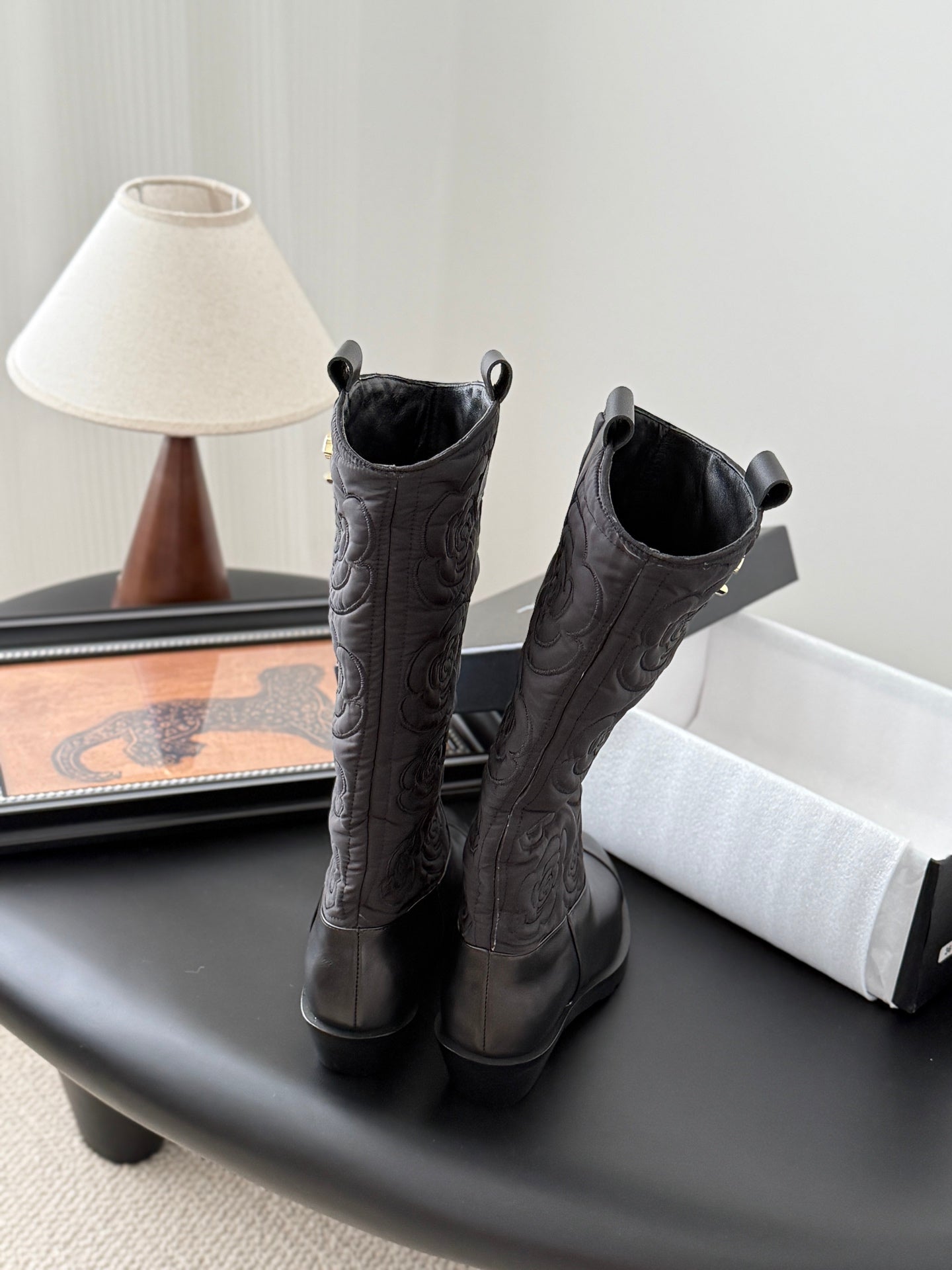 C 25K new rose-printed biker boots