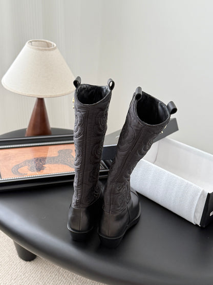 C 25K new rose-printed biker boots