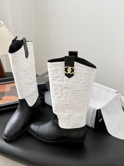C 25K new rose-printed biker boots