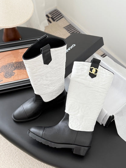 C 25K new rose-printed biker boots