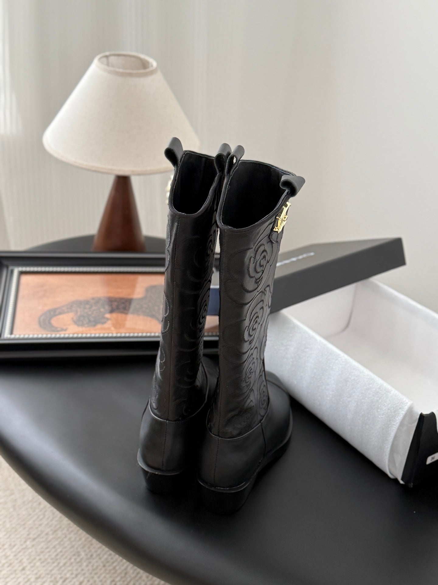 C 25K new rose-printed biker boots