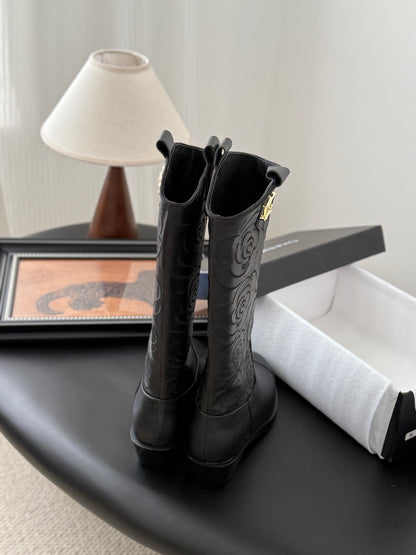 C 25K new rose-printed biker boots