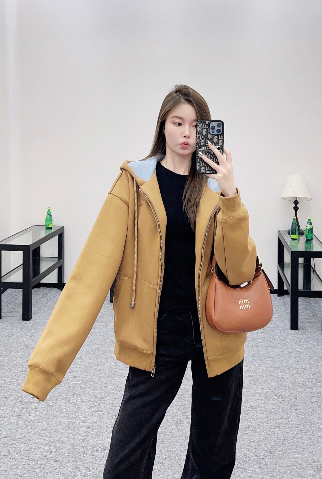 Lo 25 Hooded zipper open top drawstring jacket
