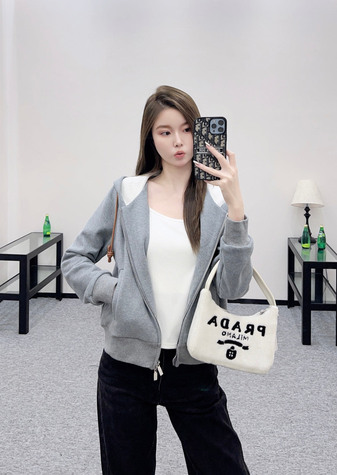 Lo 25 Velvet brushed hooded zipper jacket