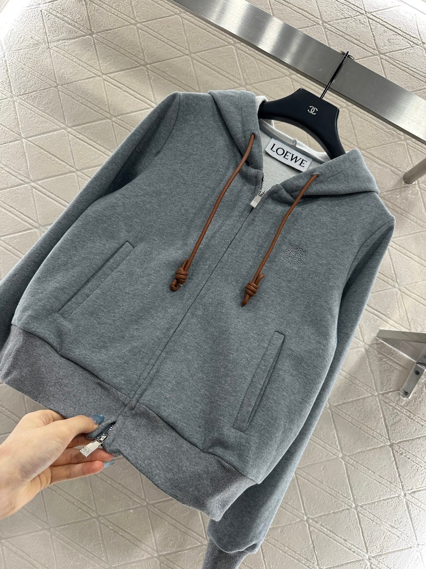 Lo 25 Velvet brushed hooded zipper jacket