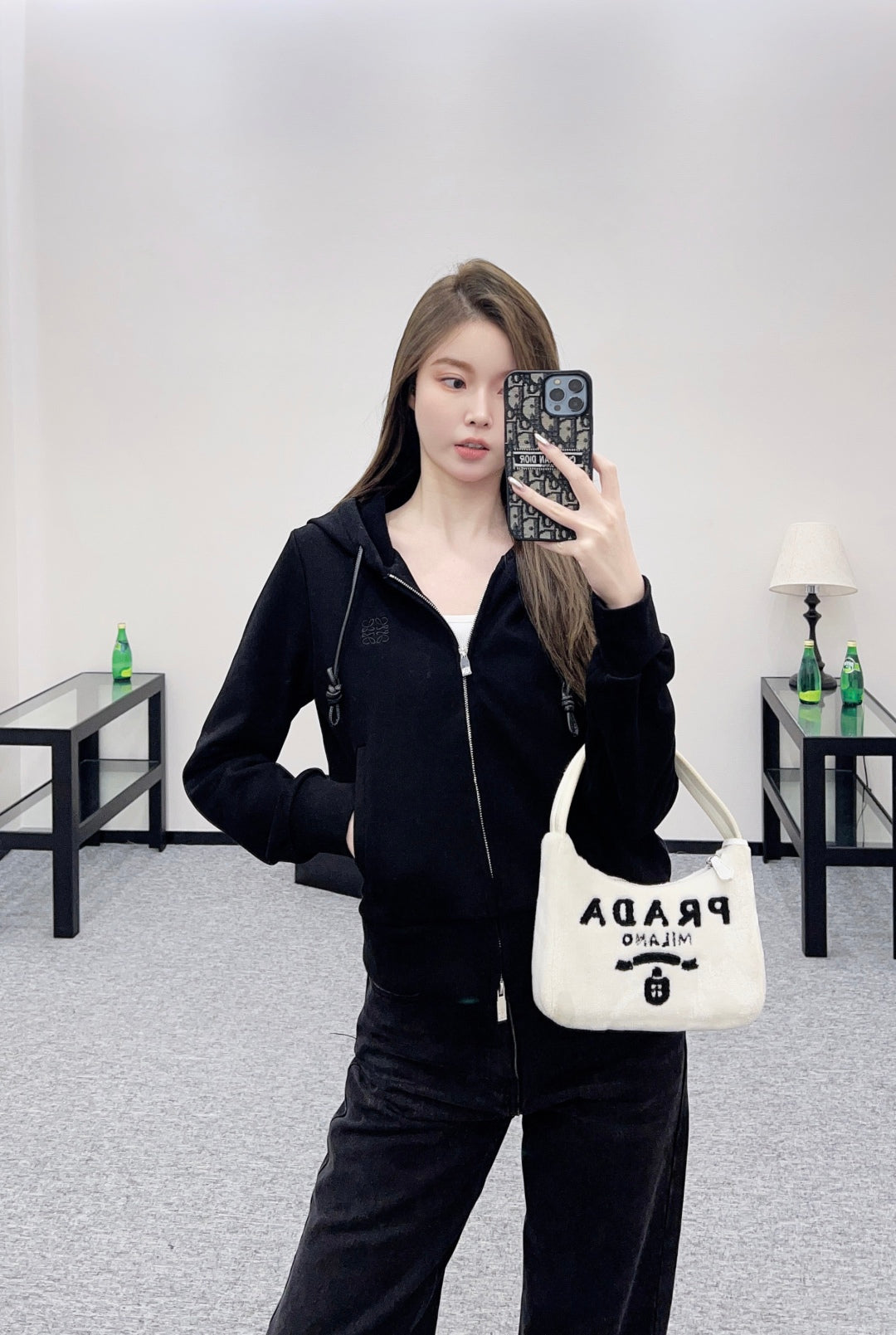 Lo 25 Velvet brushed hooded zipper jacket