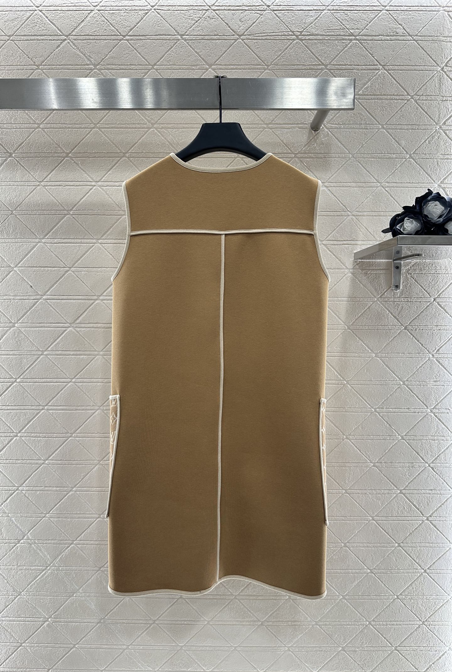 L 25 Jacquard patchwork pocket vest skirt