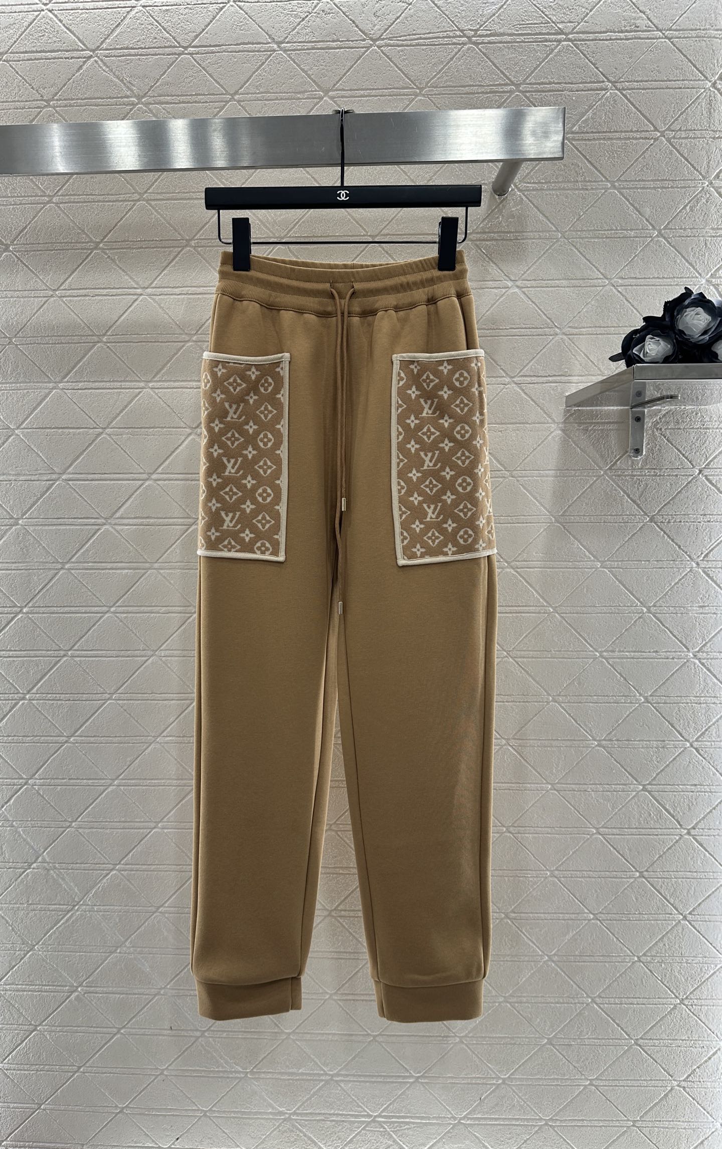 L 25 Hooded Jacquard Coat Pants Set(KHAKI/BLACK)