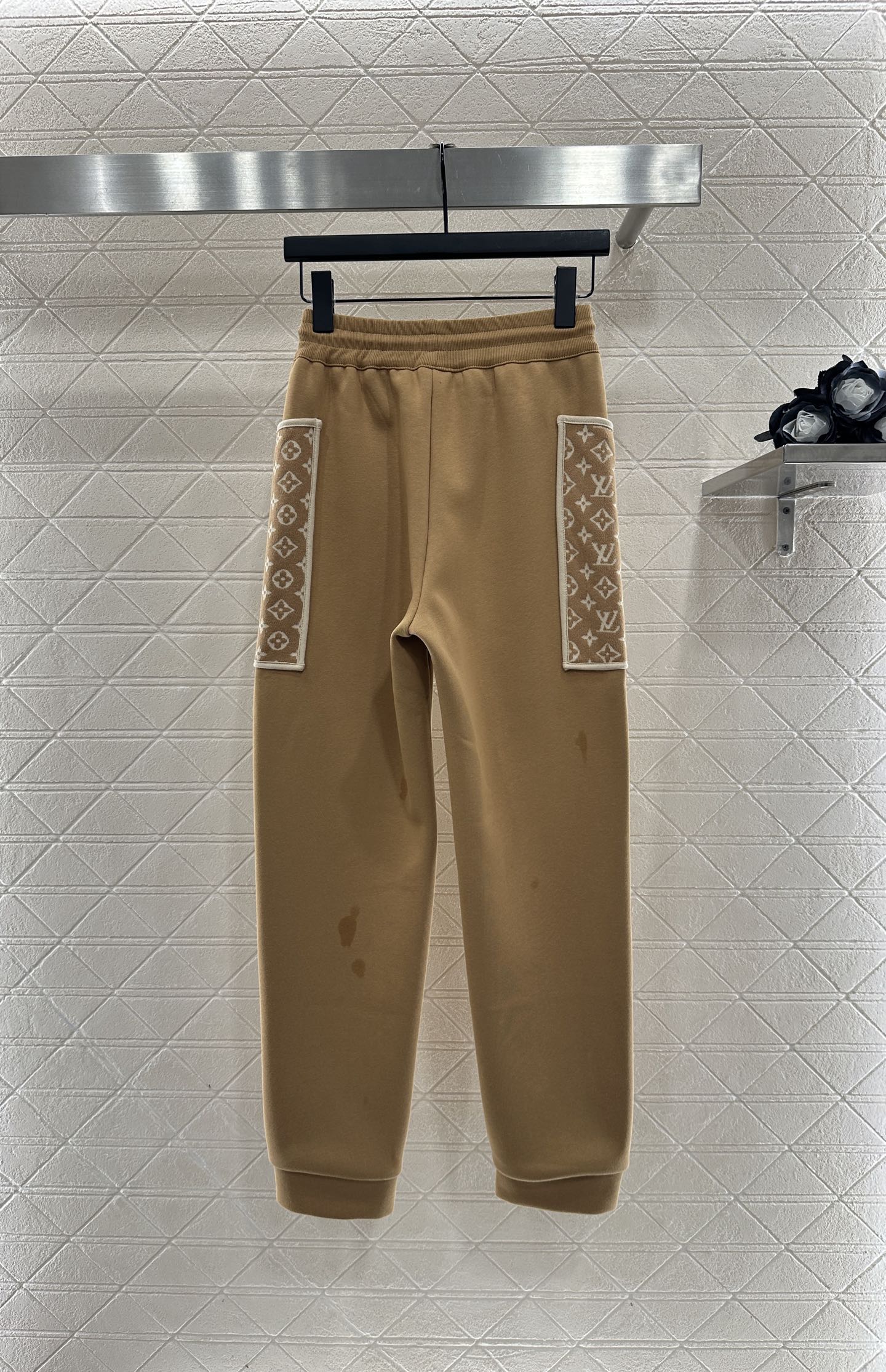 L 25 Hooded Jacquard Coat Pants Set(KHAKI/BLACK)