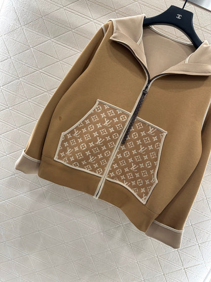 L 25 Hooded Jacquard Coat Pants Set(KHAKI/BLACK)