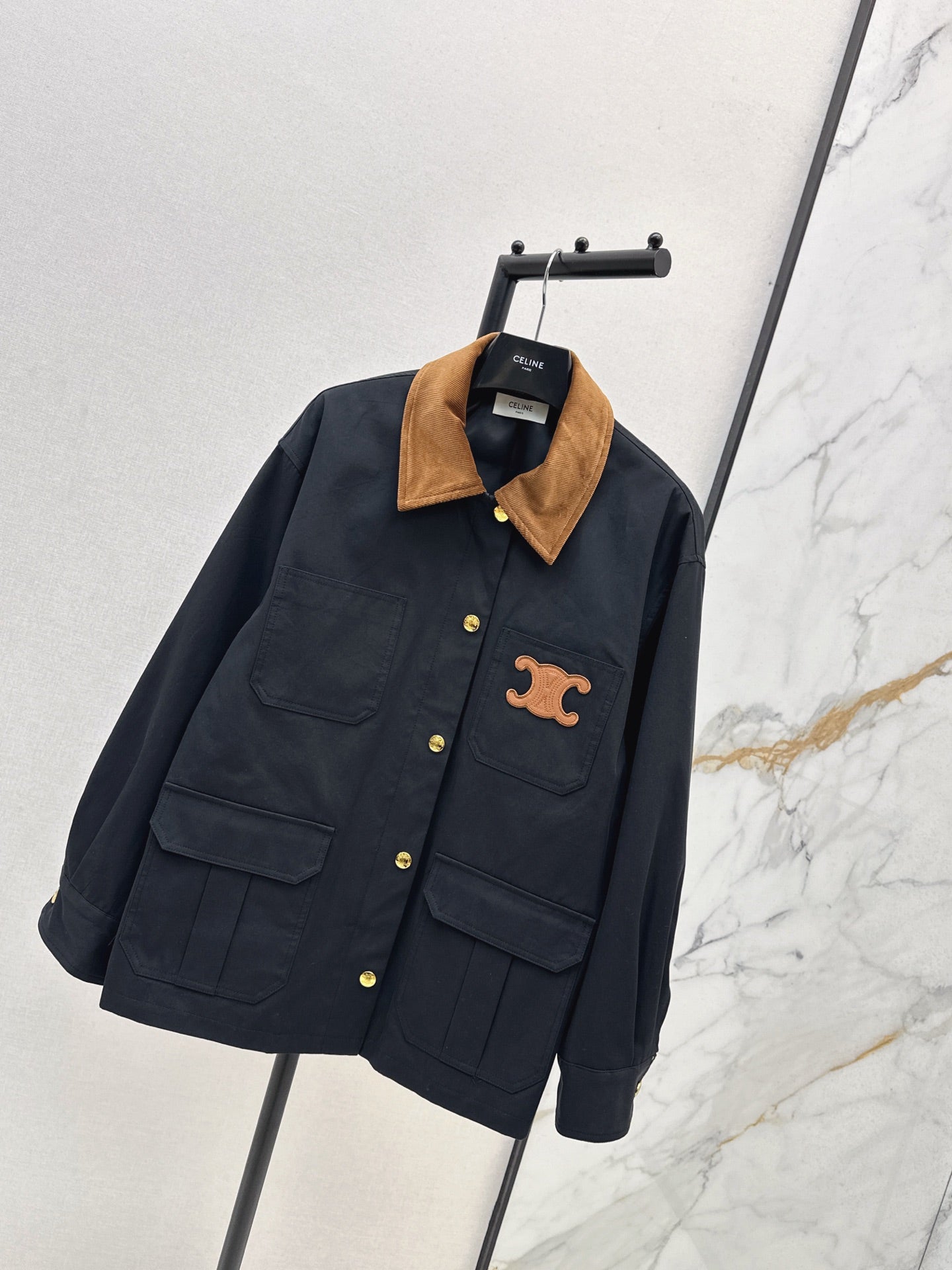 Ce 25 New Collar Pocket Splicing Coat(NAVY/KHAKI)