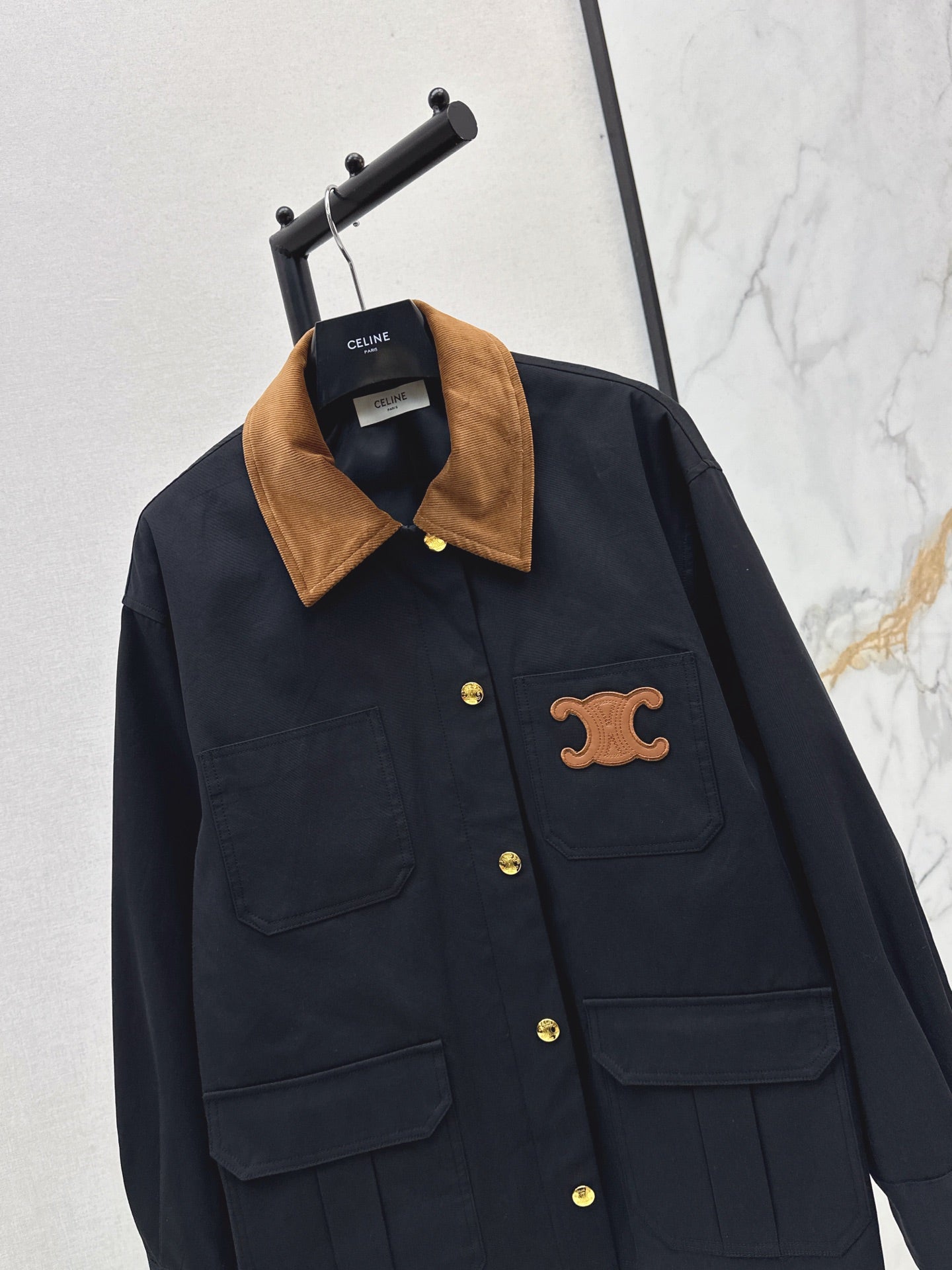 Ce 25 New Collar Pocket Splicing Coat(NAVY/KHAKI)