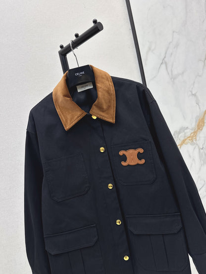Ce 25 New Collar Pocket Splicing Coat(NAVY/KHAKI)