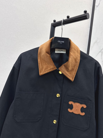 Ce 25 New Collar Pocket Splicing Coat(NAVY/KHAKI)