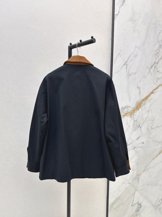 Ce 25 New Collar Pocket Splicing Coat(NAVY/KHAKI)