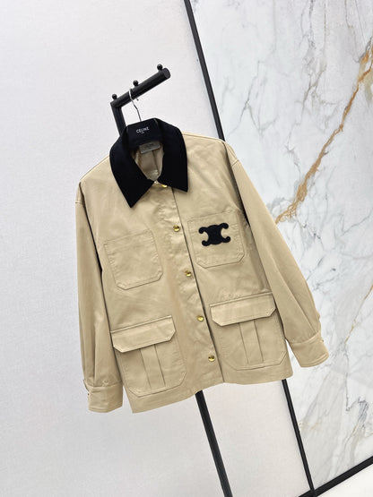 Ce 25 New Collar Pocket Splicing Coat(NAVY/KHAKI)