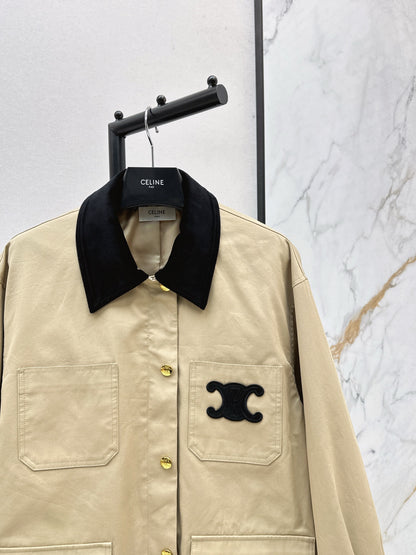 Ce 25 New Collar Pocket Splicing Coat(NAVY/KHAKI)
