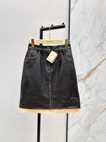 Mi 25 New retro style mid length skirt(KHAKI/BLACK)