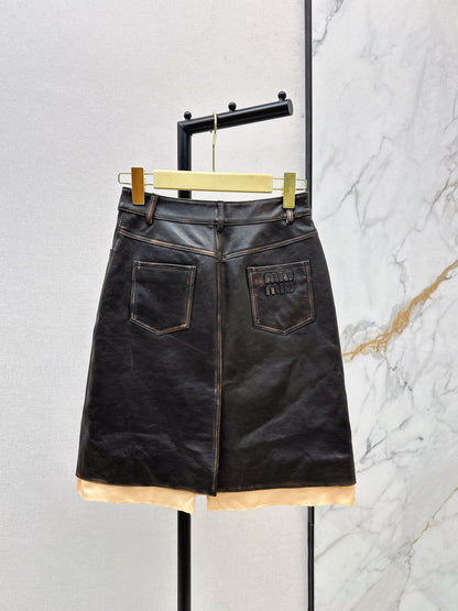 Mi 25 New retro style mid length skirt(KHAKI/BLACK)
