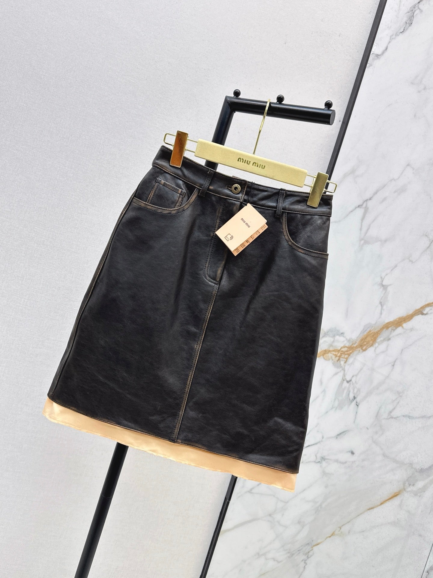 Mi 25 New retro style mid length skirt(KHAKI/BLACK)