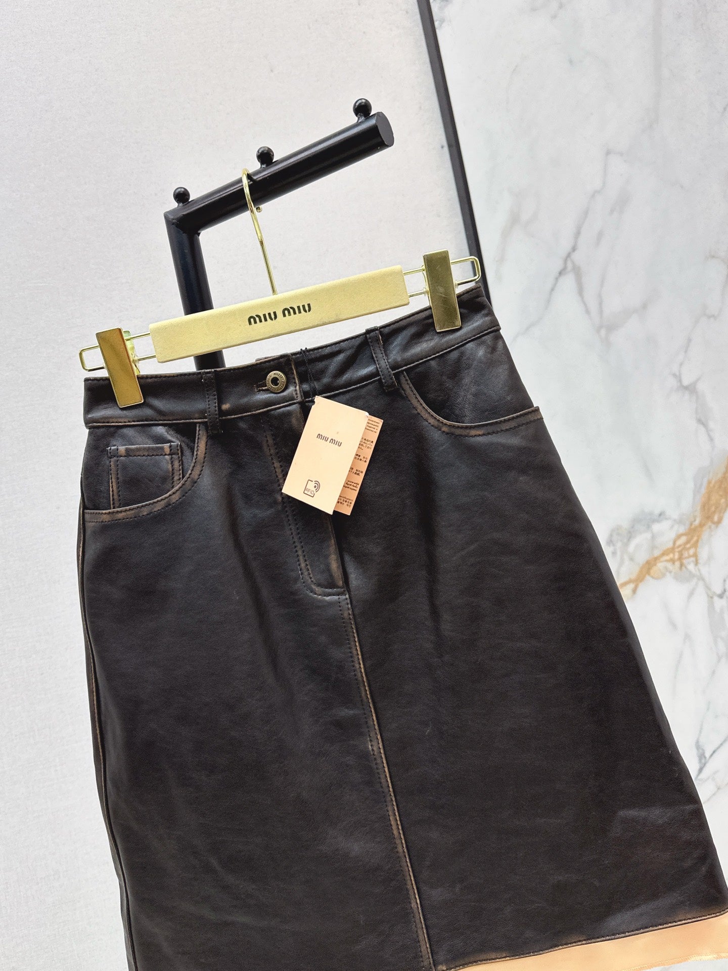 Mi 25 New retro style mid length skirt(KHAKI/BLACK)