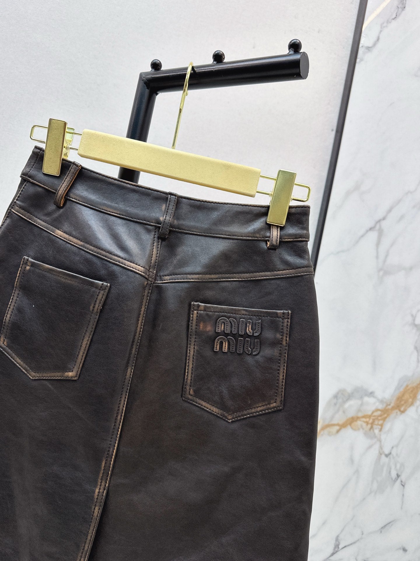 Mi 25 New retro style mid length skirt(KHAKI/BLACK)