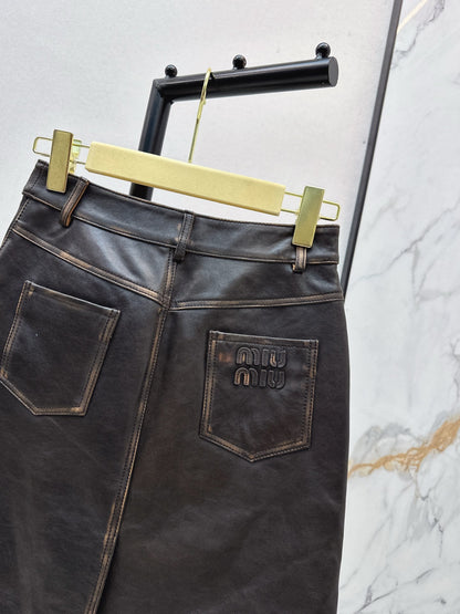 Mi 25 New retro style mid length skirt(KHAKI/BLACK)