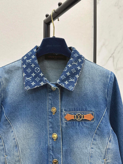 L 25 New vintage collar denim jacket