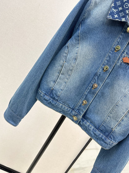 L 25 New vintage collar denim jacket