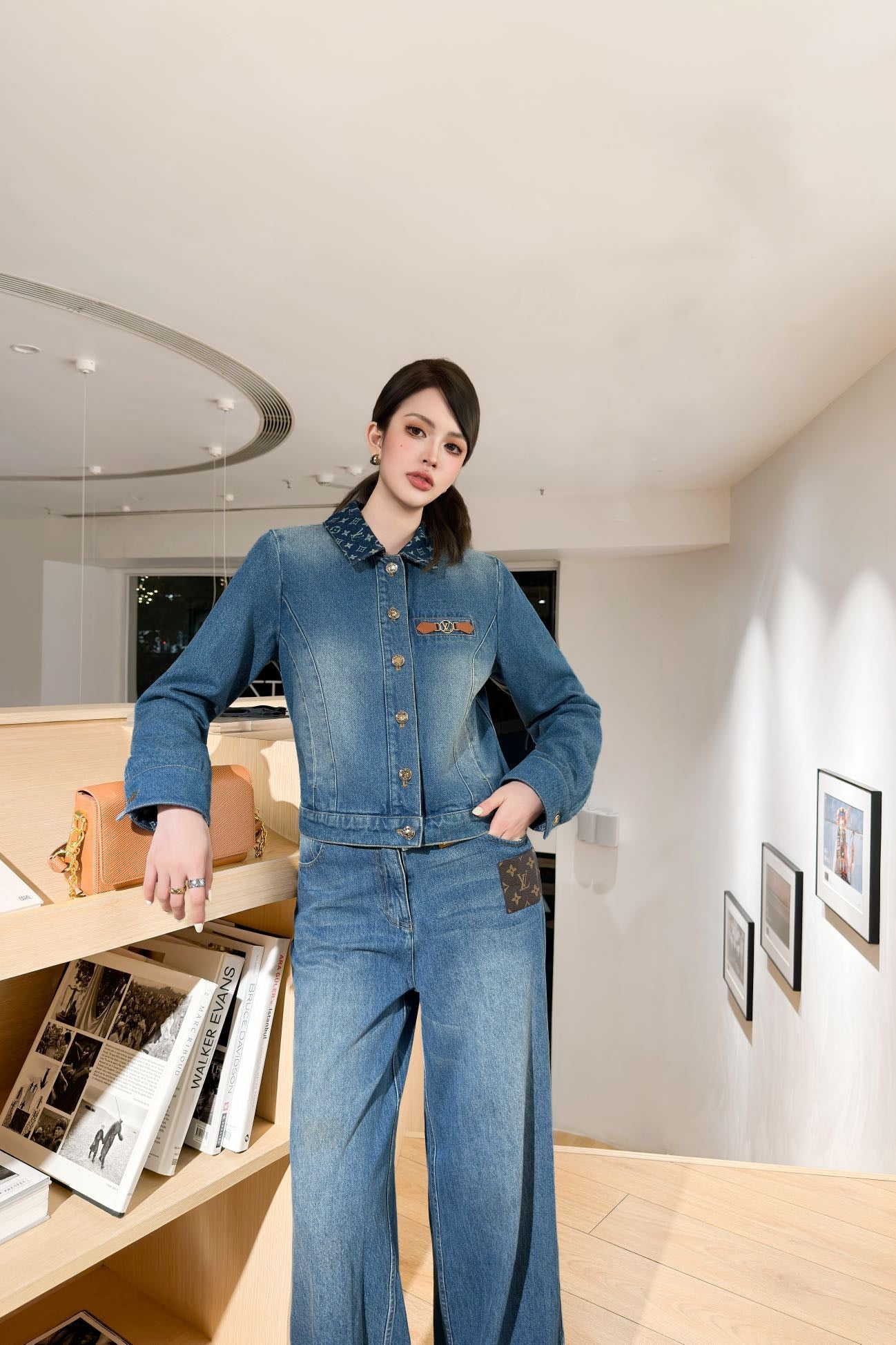 L 25 New vintage collar denim jacket