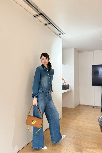 L 25 New vintage collar denim jacket