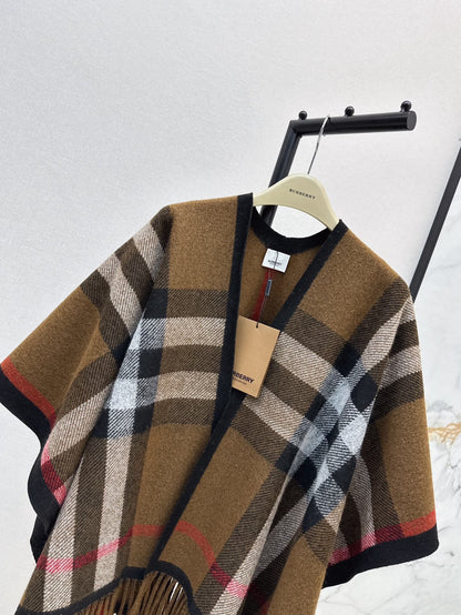 Bur 25fw New classic plaid pattern wool shawl scarf