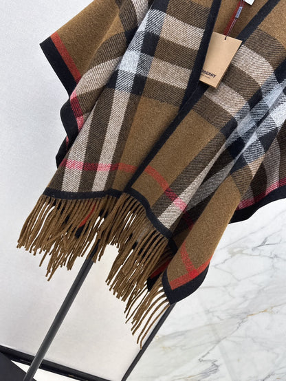 Bur 25fw New classic plaid pattern wool shawl scarf