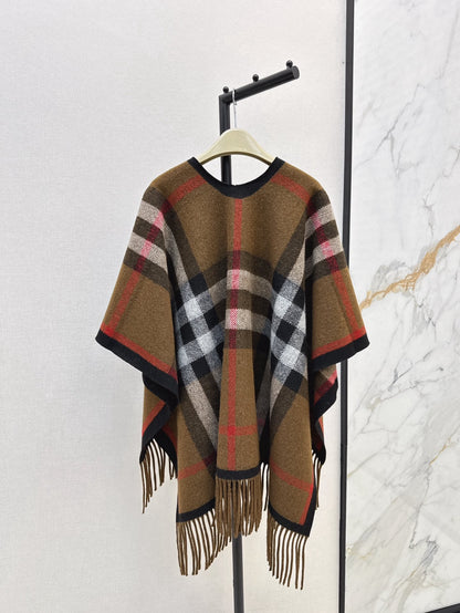 Bur 25fw New classic plaid pattern wool shawl scarf