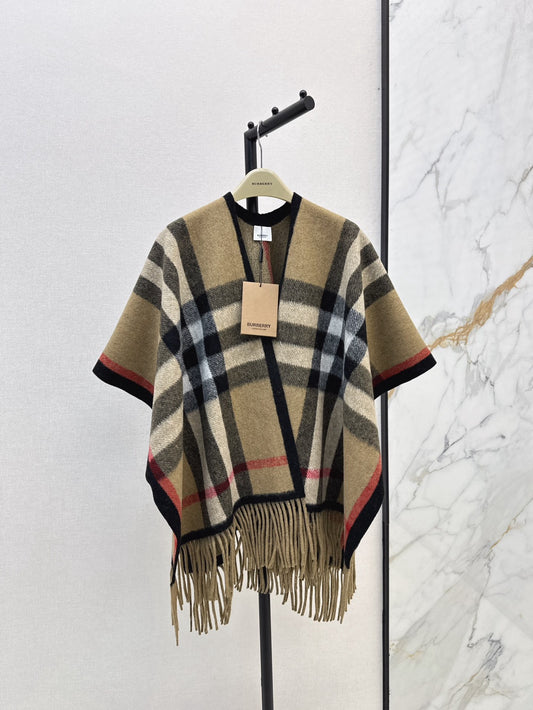 Bur 25fw New classic plaid pattern wool shawl scarf