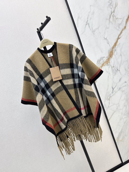 Bur 25fw New classic plaid pattern wool shawl scarf