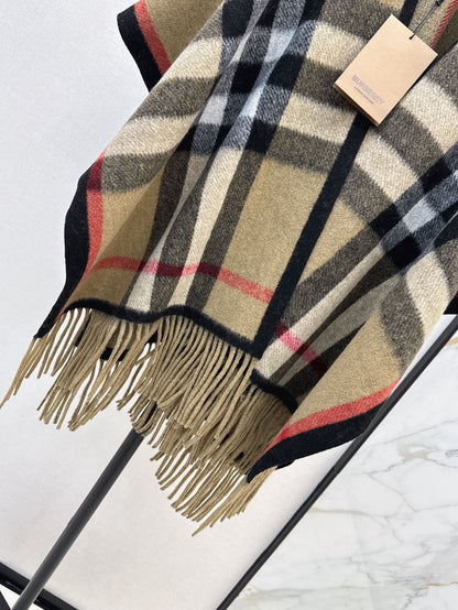 Bur 25fw New classic plaid pattern wool shawl scarf